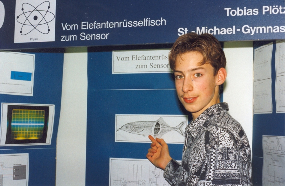 Tobias Plötzing at his exhibit at the regional competition