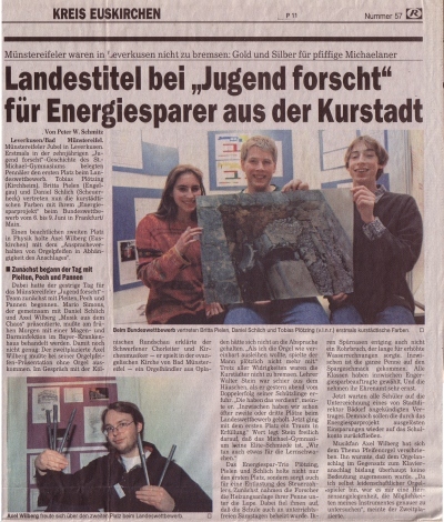 Landestitel bei "Jugend forscht" für Energiesparer aus der Kurstadt