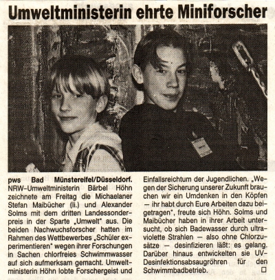 Umweltministerin ehrte Miniforscher