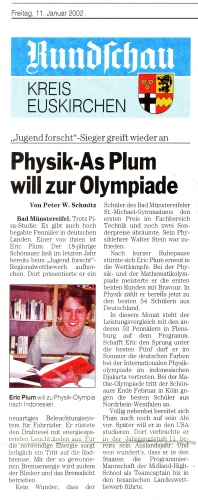 Physik-As Plum will zur Olympiade