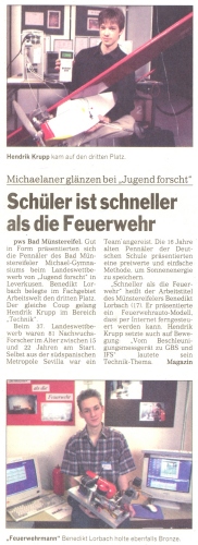Schüler ist schneller als die Feuerwehr