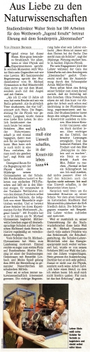 "Aus Liebe zu den Naturwissenschaften"