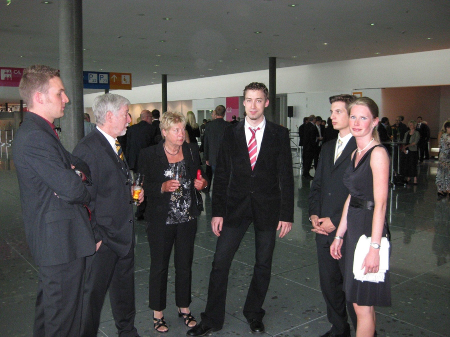 Benedikt Lorbach, Mr and Mrs Plötzing, Tobias Plötzing, Arne Tinneberg and Binia Neuer at the gala evening before the opening of IdeenPark