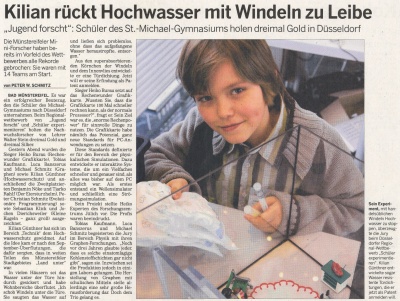 Kilian rückt Hochwasser mit Windeln zu Leibe