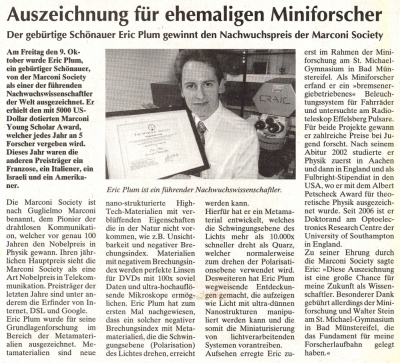 Auszeichnung für ehemaligen Miniforscher