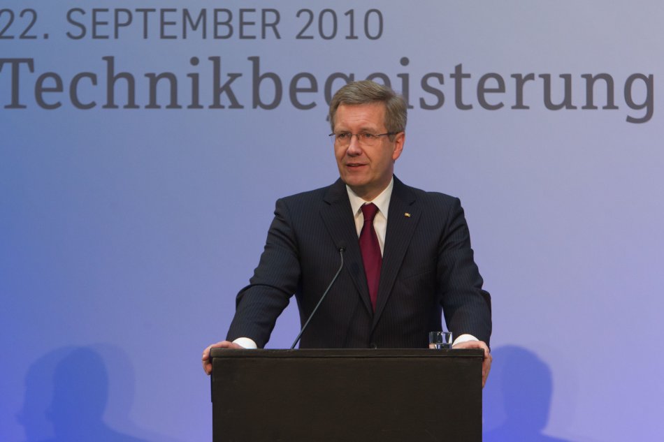 Bundespräsident Christian Wulff betont ins seiner Rede die Bedeutung der Natur- und Ingenieurwissenschaften für unser Land
