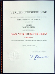 Award Certificate - Federal Cross of Merit